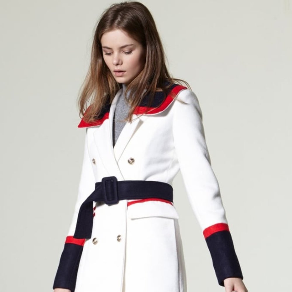 Storets Wendy Military-Style Coat (White, Red, Navy)